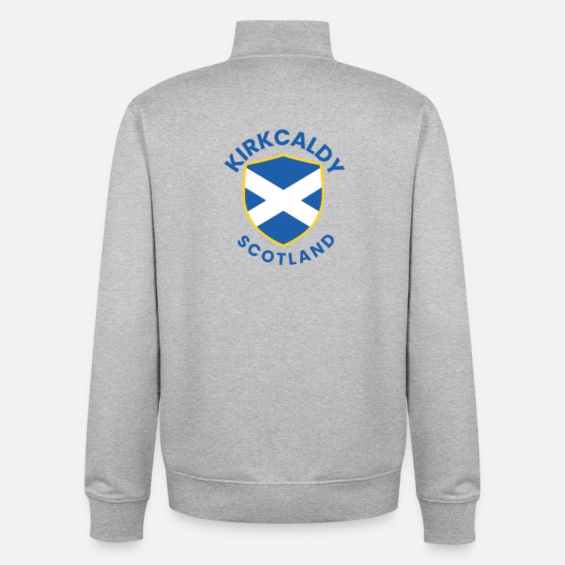 Emblème du bouclier de Kirkcaldy Scotland - Sweat zippé unisexe en coton bio Stanley/Stella - gris chiné