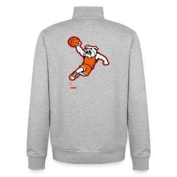 Bulldog Basketball Slam Dunk Mascot - Unisex Organic Zip Sweatshirt by Stanley/Stella - heather grey - Back - AI Model Male 185 light (185cm)