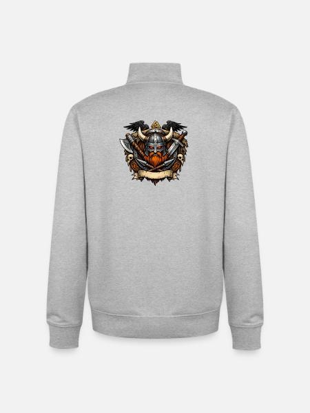 Viking Warrior Helmet - Unisex Organic Zip Sweatshirt by Stanley/Stella - heather grey
