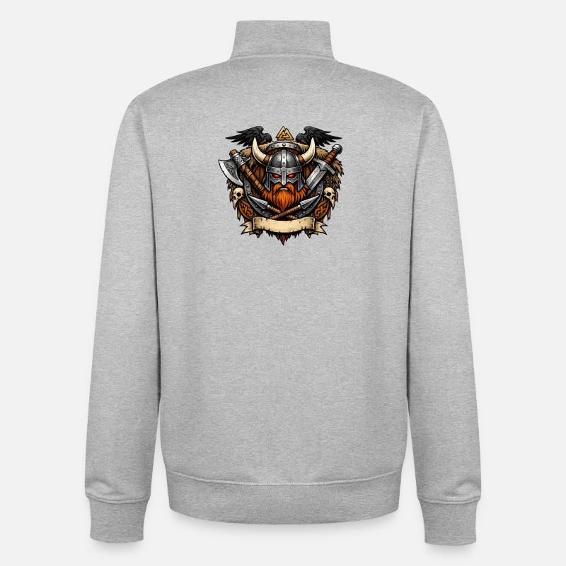 Wikinger Krieger Helm - Unisex Organic Zip Sweatshirt von Stanley/Stella - Grau meliert