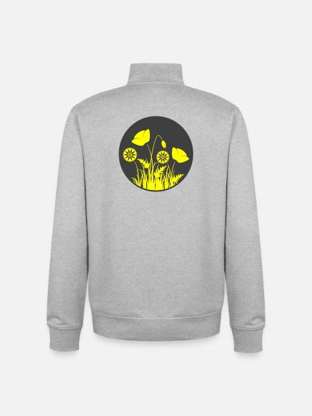 Yellow flowers in a circle - Unisex Organic Zip Sweatshirt by Stanley/Stella - heather grey