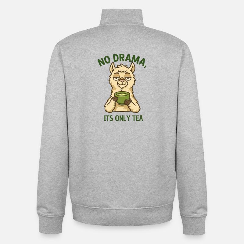 Pas de drame Alpaga Tea Time - Sweat zippé unisexe en coton bio Stanley/Stella - gris chiné