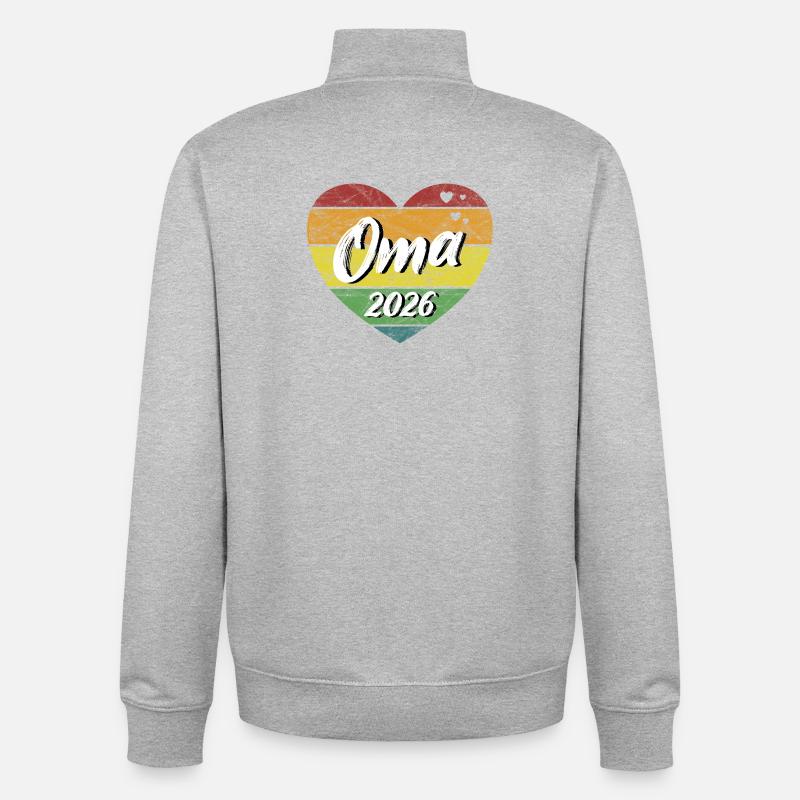 Oma 2026 Großmutter werdende Oma retro vintage - Unisex Organic Zip Sweatshirt von Stanley/Stella - Grau meliert
