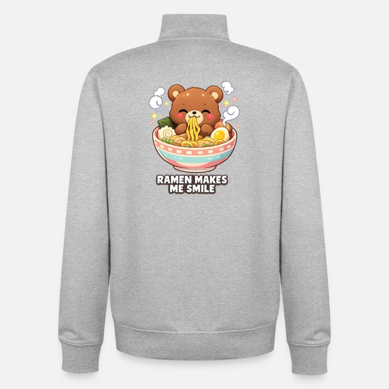 Ramen makes me smile - Unisex Organic Zip Sweatshirt von Stanley/Stella - Grau meliert