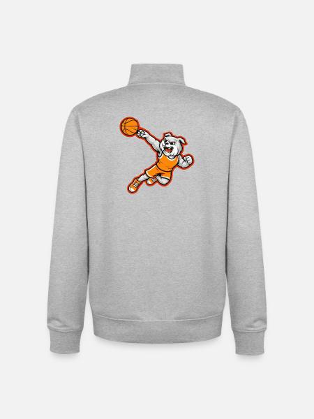 Bulldog Basketball Dunk Mascot - Unisex Organic Zip Sweatshirt by Stanley/Stella - heather grey