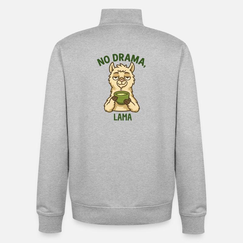 Kein Drama Lama mit Tee - Unisex Organic Zip Sweatshirt von Stanley/Stella - Grau meliert