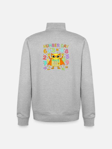 Number Day Calculatrice de Chat Héros - Sweat zippé unisexe en coton bio Stanley/Stella - gris chiné