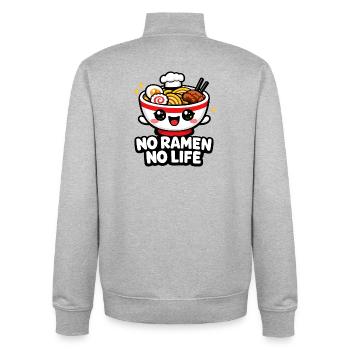 Bol du Sourire Ramen - Sweat zippé unisexe en coton bio Stanley/Stella - gris chiné - Dos - AI Model Male 185 light (185cm)