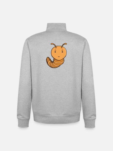 Mignonne Chenille Pourpre Pourpre Joyeuse Kawaii - Sweat zippé unisexe en coton bio Stanley/Stella - gris chiné
