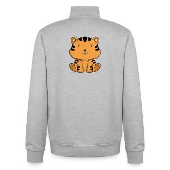Süßes Tigerbaby, niedliches Kawaii-Dschungeltier - Unisex Organic Zip Sweatshirt von Stanley/Stella - Grau meliert - Hinten - AI Model Male 185 light (185cm)