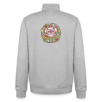 Un joli koala en couronne de Noël - Sweat zippé unisexe en coton bio Stanley/Stella - gris chiné - Dos - AI Model Male 185 light (185cm)