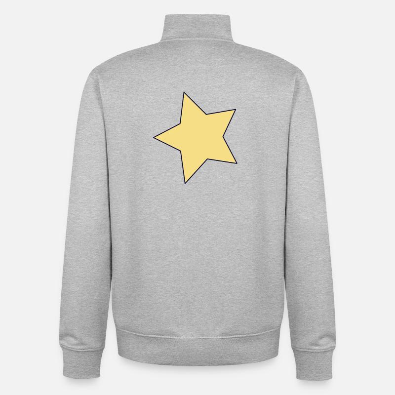 Accent de contour en étoile jaune - Sweat zippé unisexe en coton bio Stanley/Stella - gris chiné