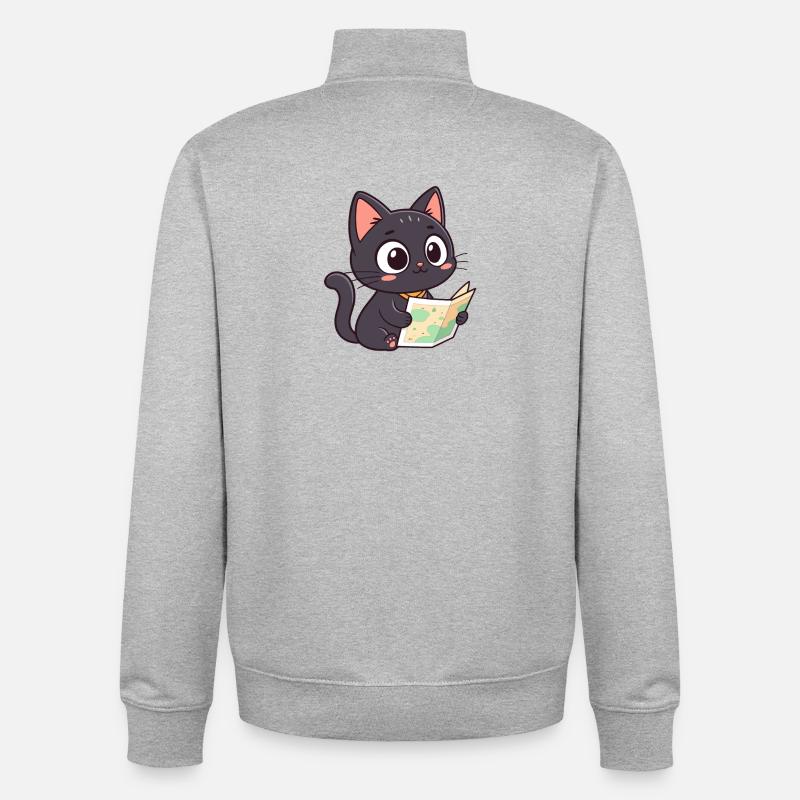 Reader and card chat - Unisex Organic Zip Sweatshirt by Stanley/Stella - heather grey