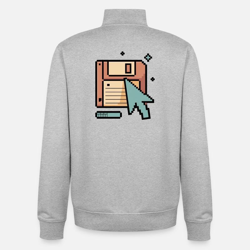 Floppy Disk Retro Internet - Unisex Organic Zip Sweatshirt von Stanley/Stella - Grau meliert