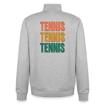 Tennis Three Color Gradient Letters - Unisex Organic Zip Sweatshirt by Stanley/Stella - heather grey - Back - AI Model Male 185 light (185cm)