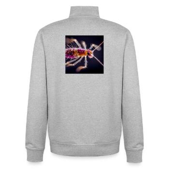 Neon Insect Macro – Abstract Micro World Design - Unisex Organic Zip Sweatshirt by Stanley/Stella - heather grey - Back - AI Model Male 185 light (185cm)