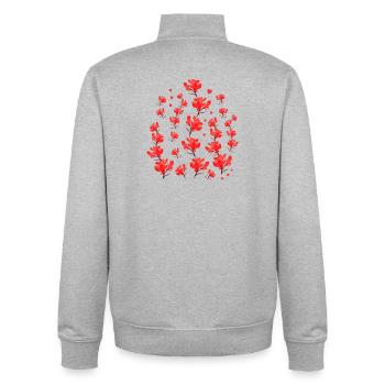 rotes Blütenmuster Herzen Girlanden Blumenmuster - Unisex Organic Zip Sweatshirt von Stanley/Stella - Grau meliert - Hinten - AI Model Male 185 light (185cm)