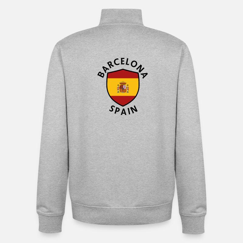 Bouclier de Barcelone, Espagne - Sweat zippé unisexe en coton bio Stanley/Stella - gris chiné