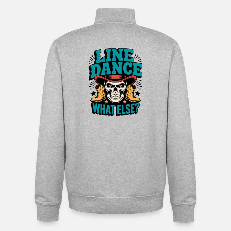 Line Dance Schädel mit Stiefeln - Unisex Organic Zip Sweatshirt von Stanley/Stella - Grau meliert