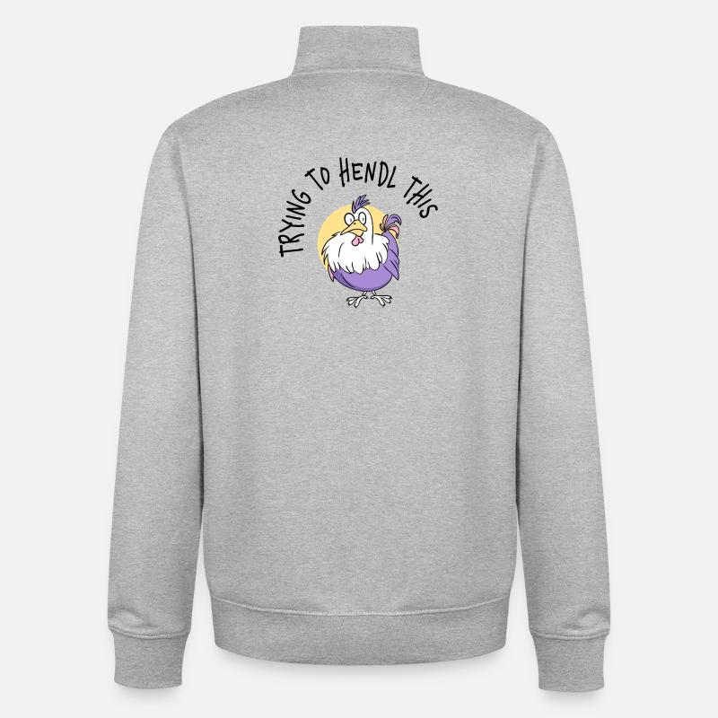 Porte-bonheur Velcro de poulet violet - Sweat zippé unisexe en coton bio Stanley/Stella - gris chiné