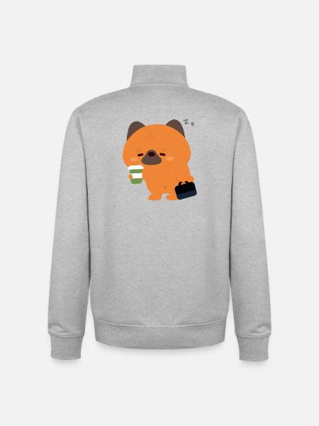 Sleepy German Shepherd Coffee - Unisex Organic Zip Sweatshirt by Stanley/Stella - heather grey