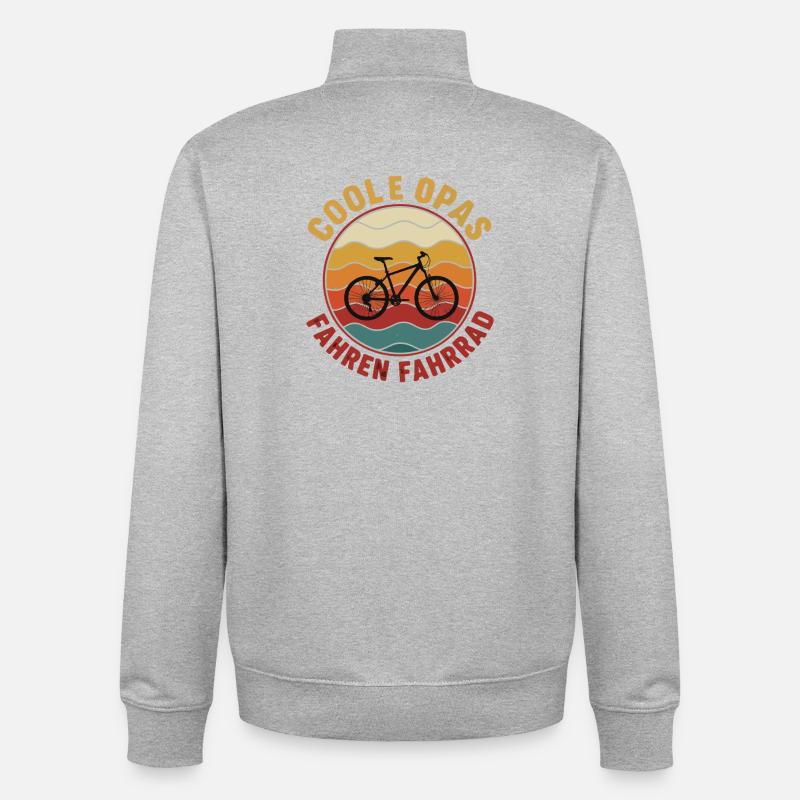 Des grands-pères cool faisant du vélo - Sweat zippé unisexe en coton bio Stanley/Stella - gris chiné