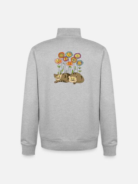Cats - Unisex Organic Zip Sweatshirt by Stanley/Stella - heather grey