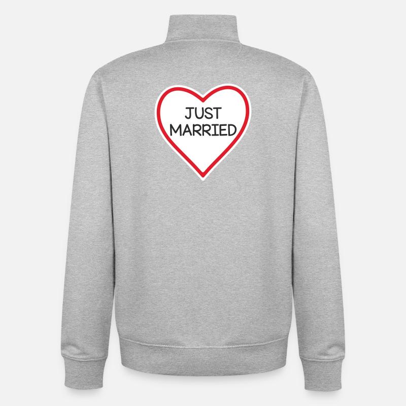 Herzbanner Just Verheiratet - Unisex Organic Zip Sweatshirt von Stanley/Stella - Grau meliert