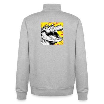 Crocodile Sketch – Urban Graffiti Style Design - Unisex Organic Zip Sweatshirt by Stanley/Stella - heather grey - Back - AI Model Male 185 light (185cm)