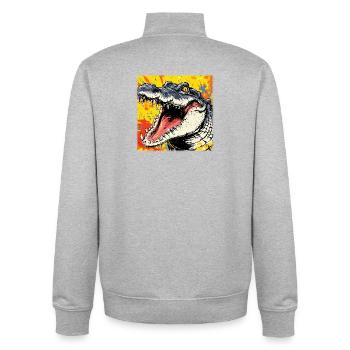 Wild Crocodile – Urban Street Art Design - Unisex Organic Zip Sweatshirt by Stanley/Stella - heather grey - Back - AI Model Male 185 light (185cm)