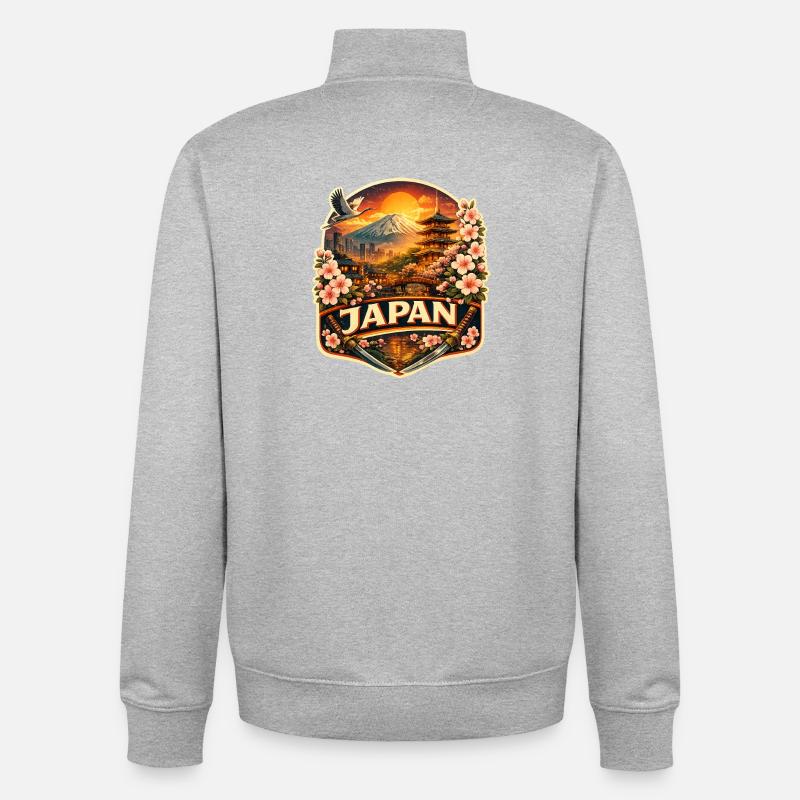 Japan Sunset Lantern Abzeichen - Unisex Organic Zip Sweatshirt von Stanley/Stella - Grau meliert