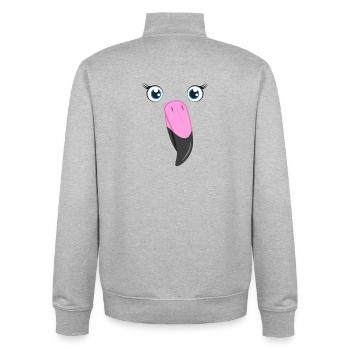 Flamingo Face Kawaii Pink Lazy DIY Bird Custome - Unisex Organic Zip Sweatshirt by Stanley/Stella - heather grey - Back - AI Model Male 185 light (185cm)