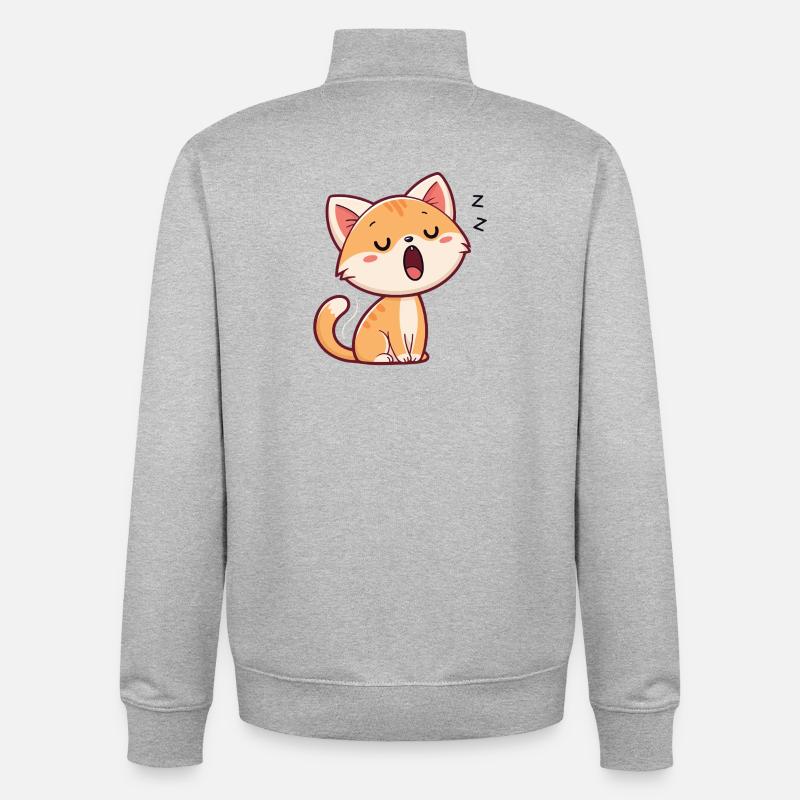 Pastel Sleeping Kitten - Unisex Organic Zip Sweatshirt by Stanley/Stella - heather grey