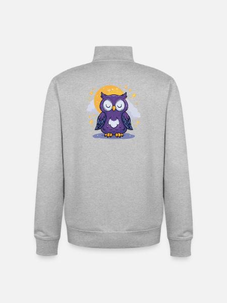 Moonlit Night Owl - Unisex Organic Zip Sweatshirt by Stanley/Stella - heather grey