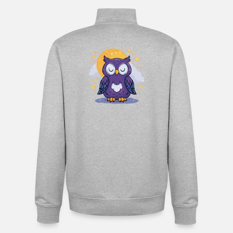 Mondnacht Eule - Unisex Organic Zip Sweatshirt von Stanley/Stella - Grau meliert