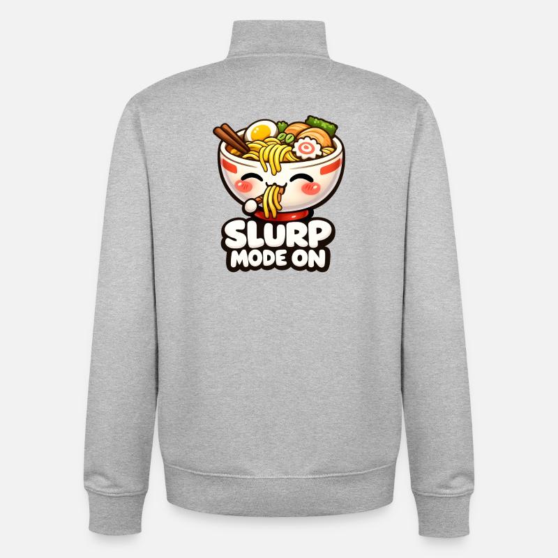 Slurp Mode On Ramen Kawaii - Unisex Organic Zip Sweatshirt von Stanley/Stella - Grau meliert