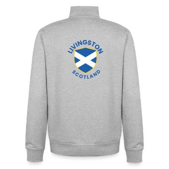 Livingston Scottish Shield - Unisex Organic Zip Sweatshirt by Stanley/Stella - heather grey - Back - AI Model Male 185 light (185cm)