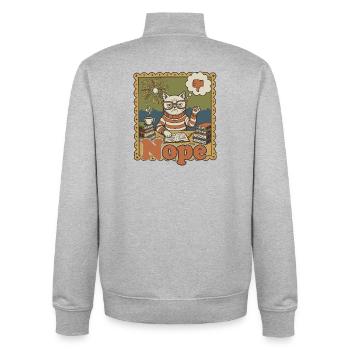 Non Cat : Art de bureau rétro de nerd - Sweat zippé unisexe en coton bio Stanley/Stella - gris chiné - Dos - AI Model Male 185 light (185cm)