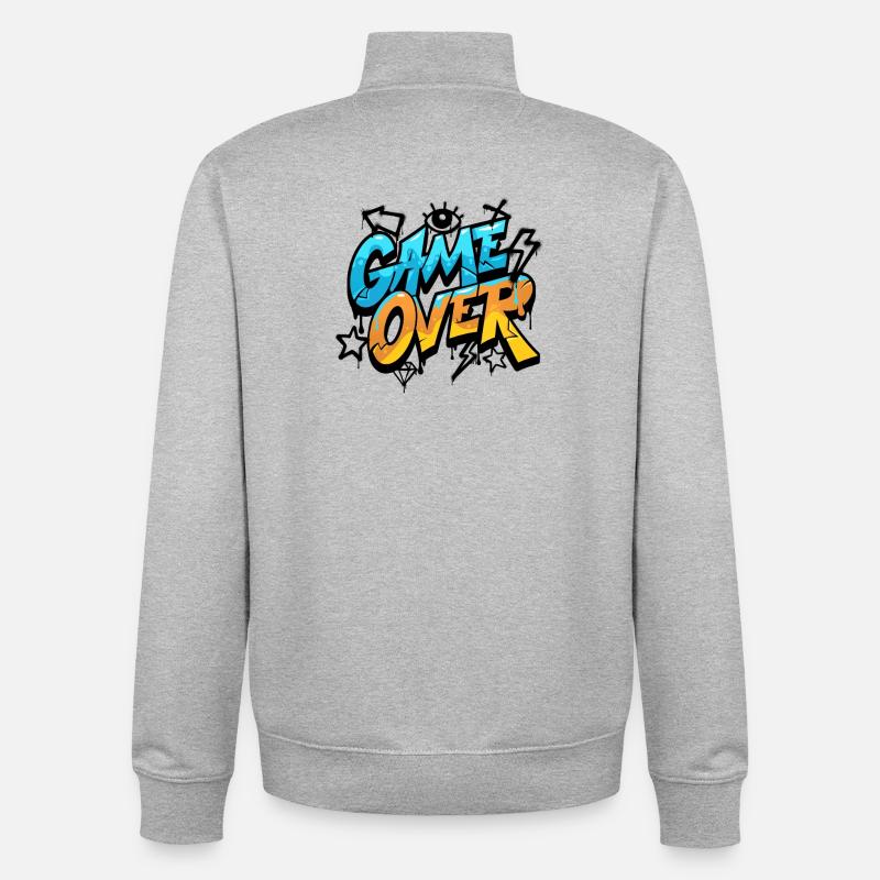 Game Over Graffiti Néon - Sweat zippé unisexe en coton bio Stanley/Stella - gris chiné