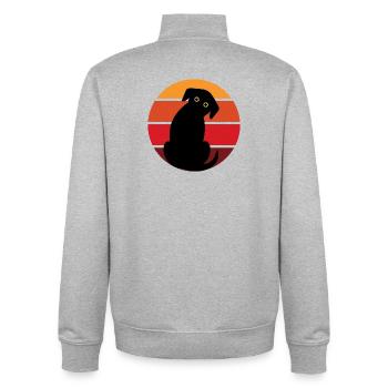 Coucher de soleil Hundesilu - Sweat zippé unisexe en coton bio Stanley/Stella - gris chiné - Dos - AI Model Male 185 light (185cm)