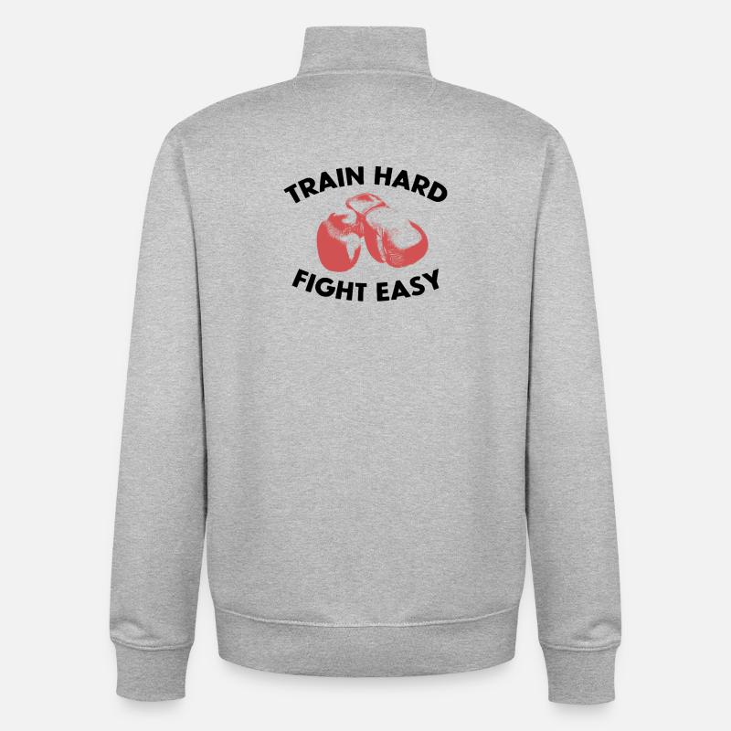 TRAIN HARD FIGHT EASY - Sweat zippé unisexe en coton bio Stanley/Stella - gris chiné