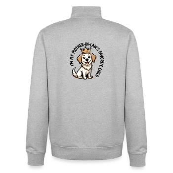 My Mother-in-Law's Favorite Child Dog - Unisex Organic Zip Sweatshirt by Stanley/Stella - heather grey - Back - AI Model Male 185 light (185cm)