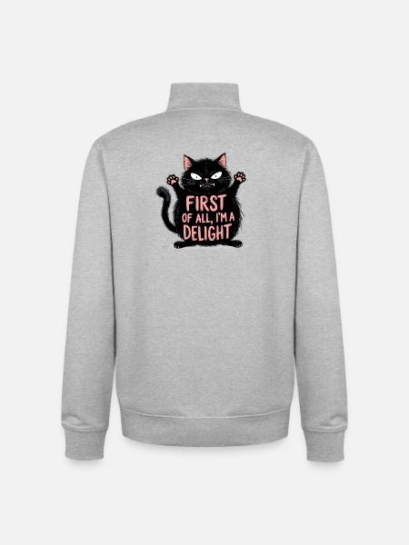 First of All I'm a Delight - Unisex Organic Zip Sweatshirt by Stanley/Stella - heather grey