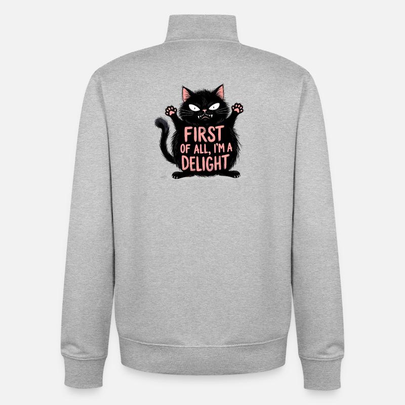 First of All I'm a Delight  - Unisex Organic Zip Sweatshirt by Stanley/Stella - heather grey