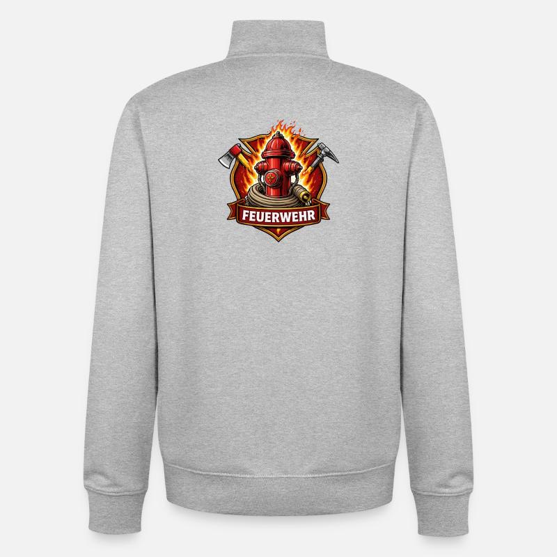 Fire Brigade Fire Hydrant Emblem - Unisex Organic Zip Sweatshirt by Stanley/Stella - heather grey