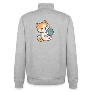 Cuddly kitten and blue ball - Unisex Organic Zip Sweatshirt by Stanley/Stella - heather grey - Back - AI Model Male 185 light (185cm)