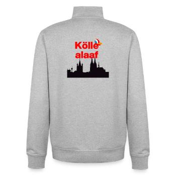 ÖLLE ALAF ! 🃏COLOGNE JECK, CARNAVAL, SESSION, KÖLSCH - Sweat zippé unisexe en coton bio Stanley/Stella - gris chiné - Dos - AI Model Male 185 light (185cm)