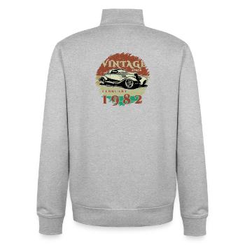 44. Geburtstag - Klassiker - Vintage since 02/1982 - Unisex Organic Zip Sweatshirt von Stanley/Stella - Grau meliert - Hinten - AI Model Male 185 light (185cm)