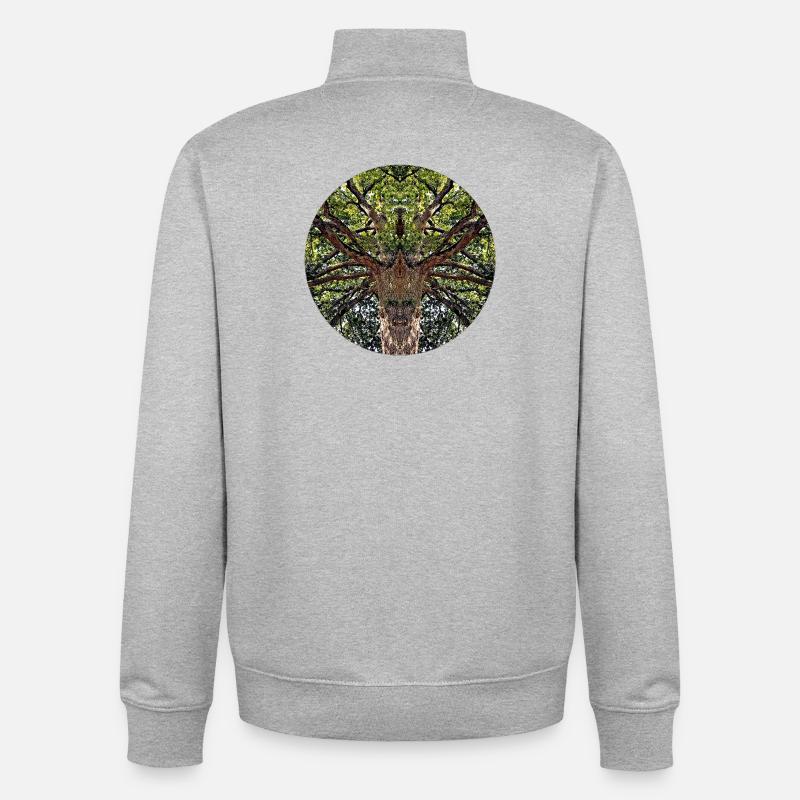 Créatures de la nature dans la cime des arbres - Sweat zippé unisexe en coton bio Stanley/Stella - gris chiné