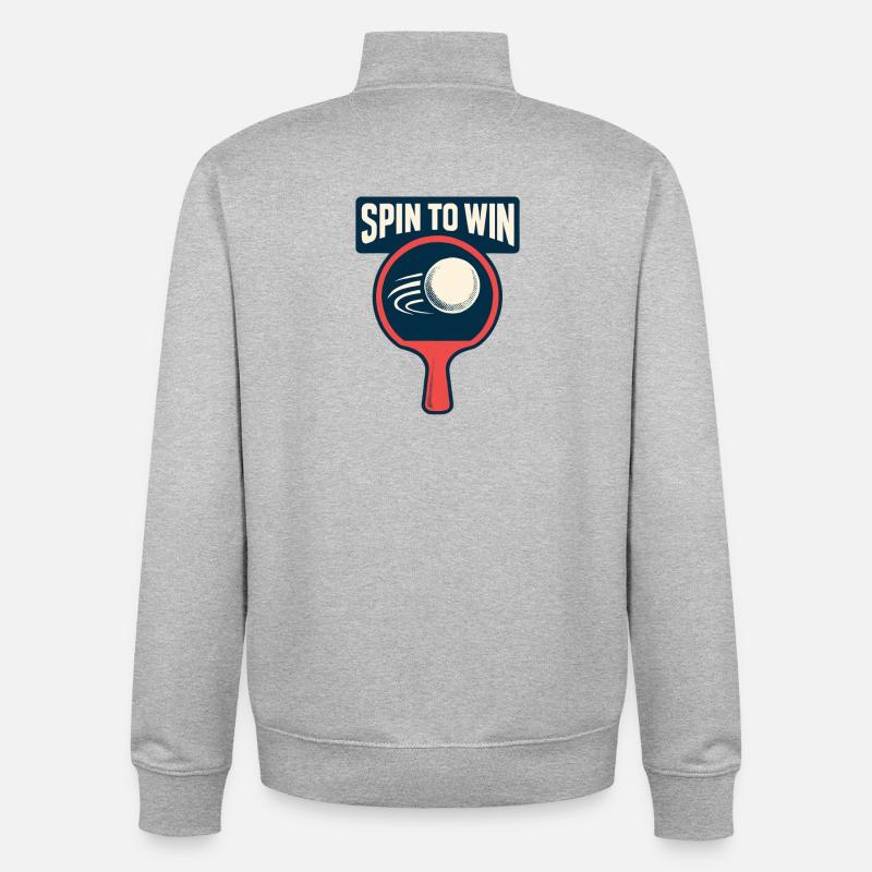 Spin to Win - Ping Pong - Sweat zippé unisexe en coton bio Stanley/Stella - gris chiné